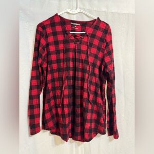 Buffalo Plaid Lace-Up Top